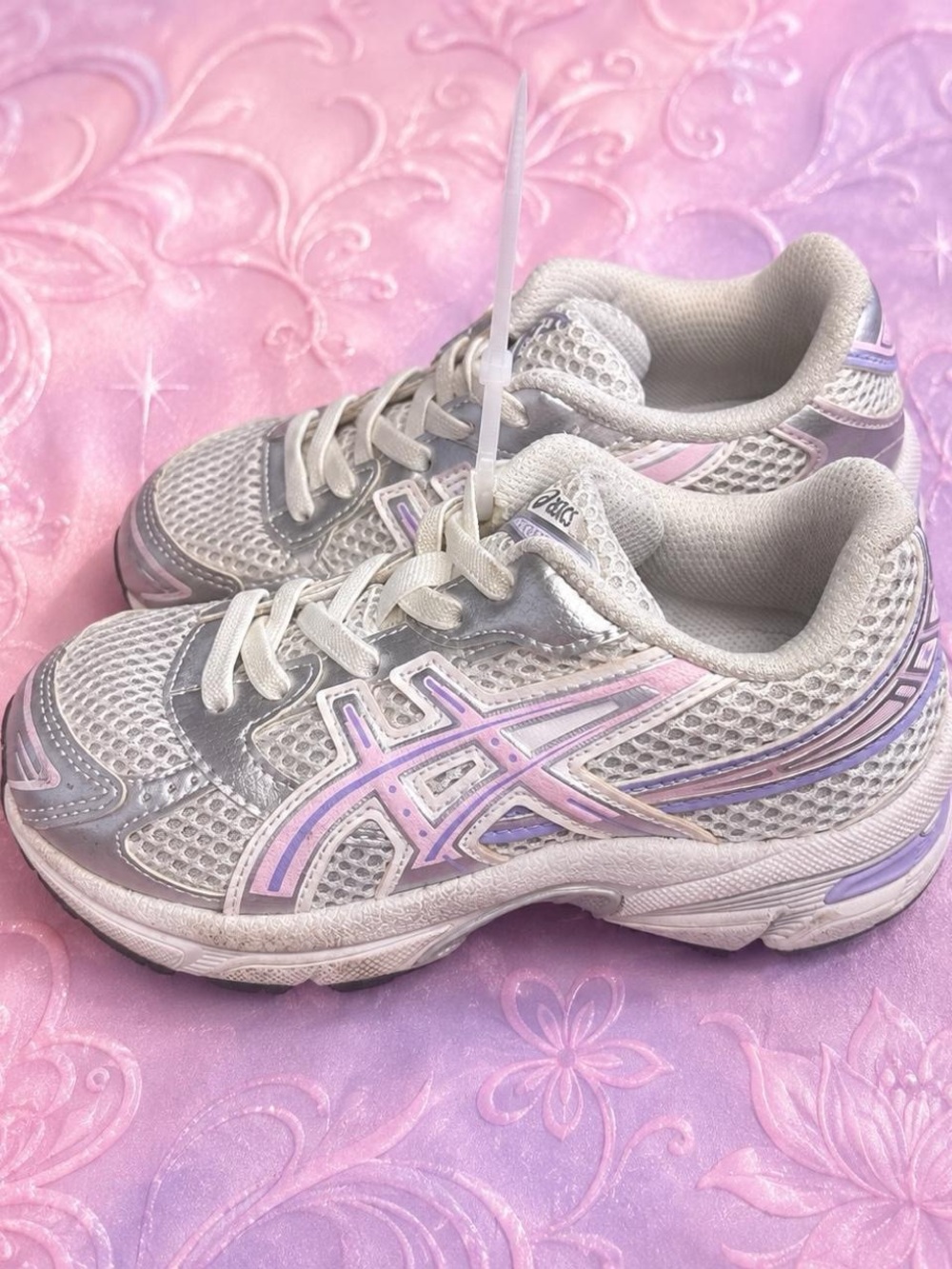 ASICS Kids Silver with Pink & Lavender Sport Sneakers